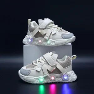 1221 - Hot Sale Spring Autumn Kids Flat Shoes Led Lighting Outwear Mesh Casual Cartoon Boys Girl Sneakers