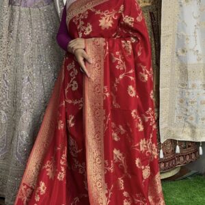 Pretty Red Silk Khaddi Katan Saree